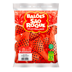 BALAO 9 DECOR POA VERM/PRETO C/25 SAO ROQUE