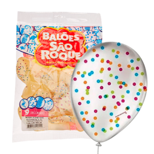 BALAO 9 DECORADA CONFETTI /25 SAO ROQUE
