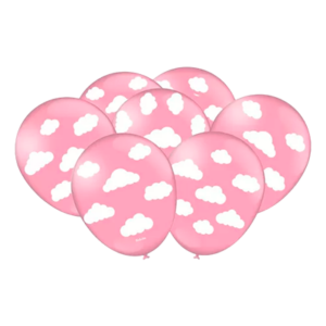 BALAO 9 DECORADA NUVEM ROSA C/25 FESTCOLOR